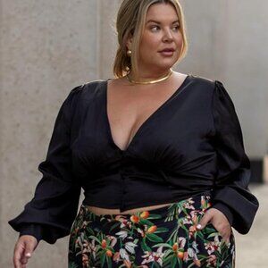 NWT The Drop Women's Black Puff Sleeved Top by @Nataliemeansnice Size XXL